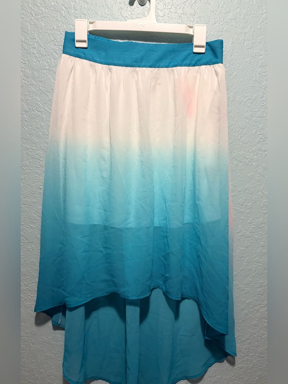 Love Culture White to Turquoise Ombre High-Low Skirt